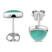 Turquoise Reuleaux Triangle Silver Stud Earrings, e390st